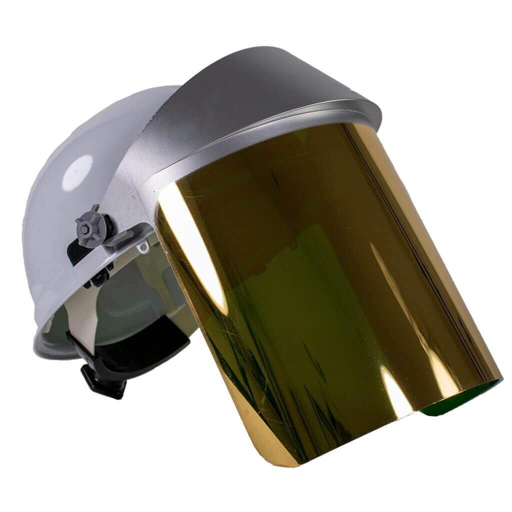 Dark Green Gold Heat Reflective Face Shields Main Image