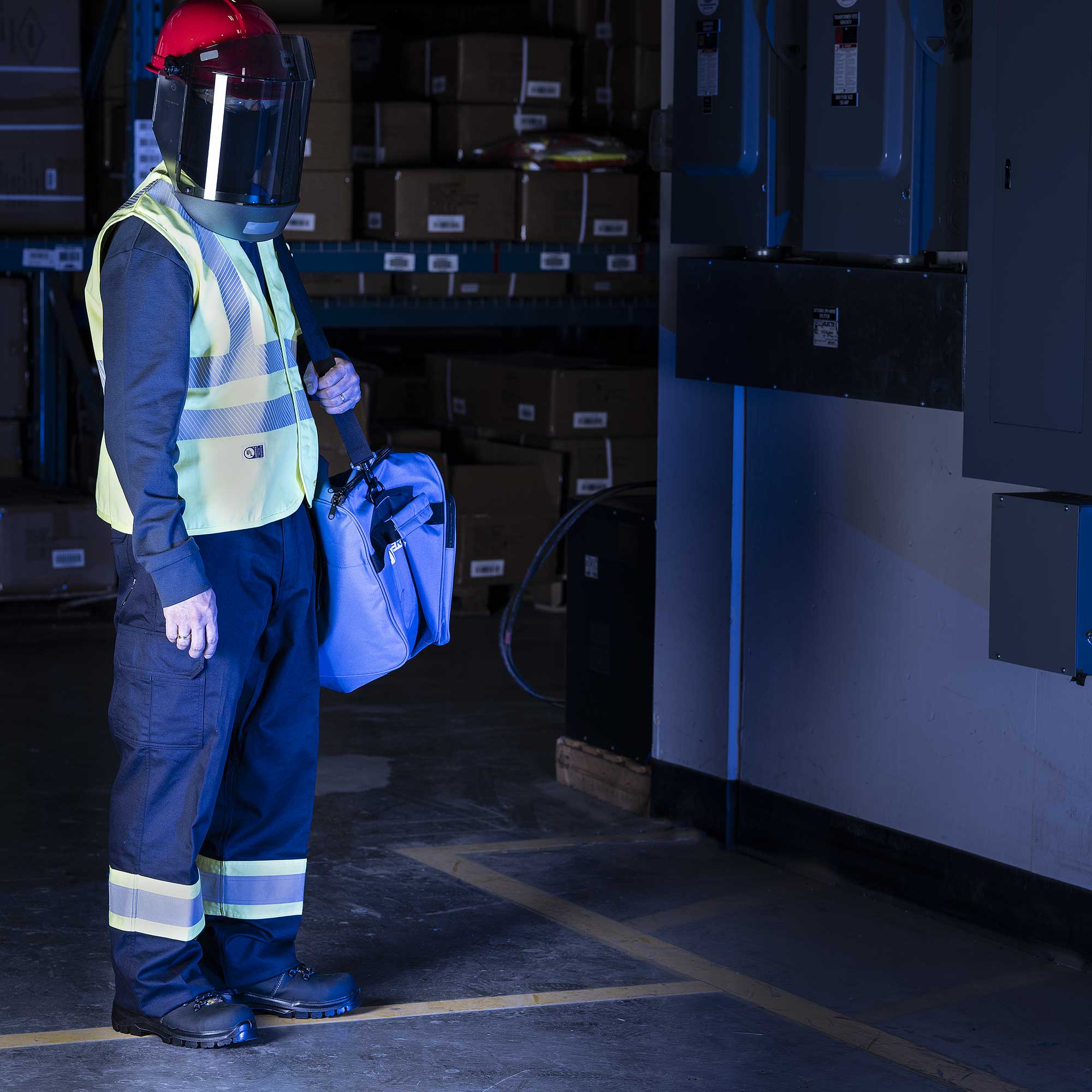 FR/Arc-Rated Hi-Vis/Navy Blue Cargo Pants LifestyleImage