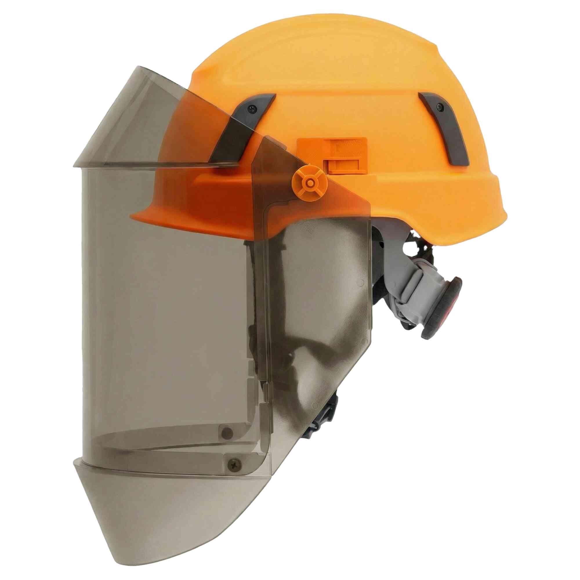 12 Cal Arc Flash Face Shields w/ Type 2 Micro Brim Safety Helmet Left Side Image