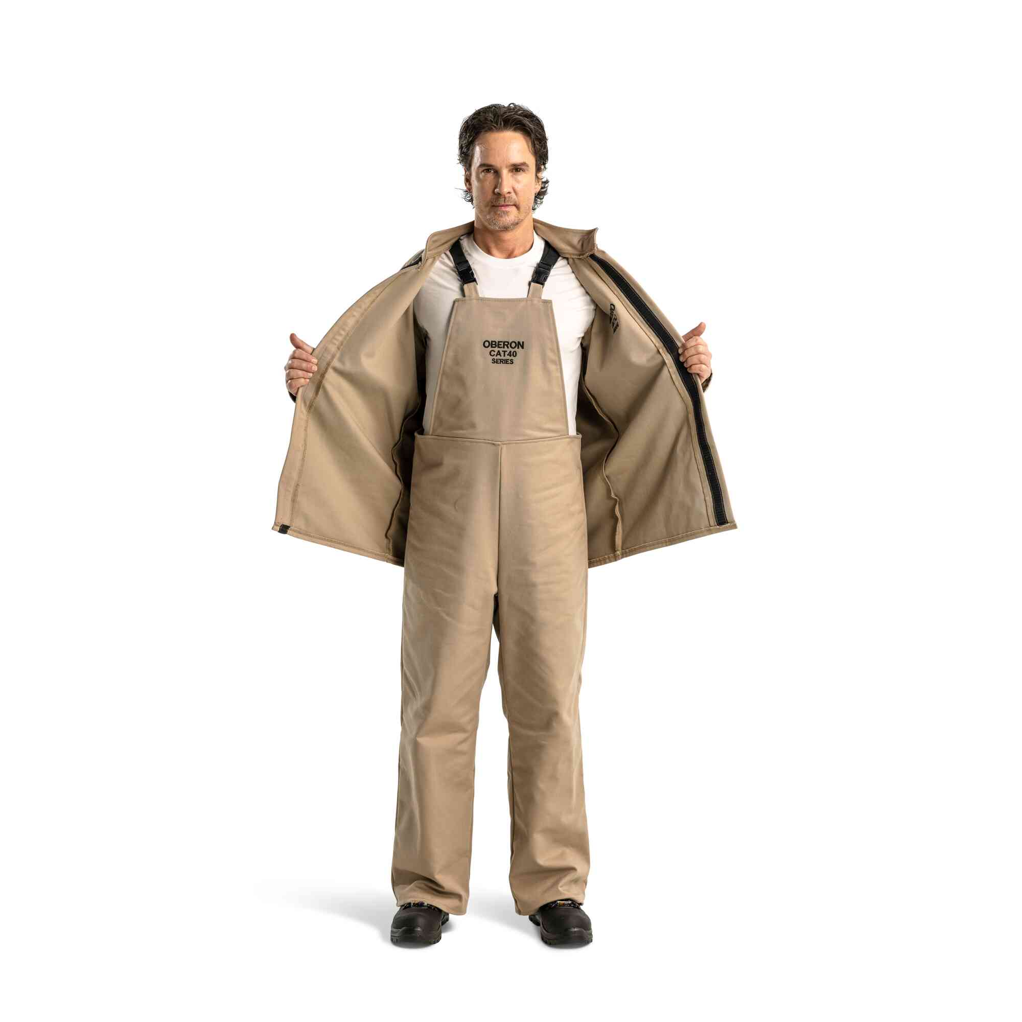 CAT 40 Cal Arc Flash Bib Overalls Lifestyle Image