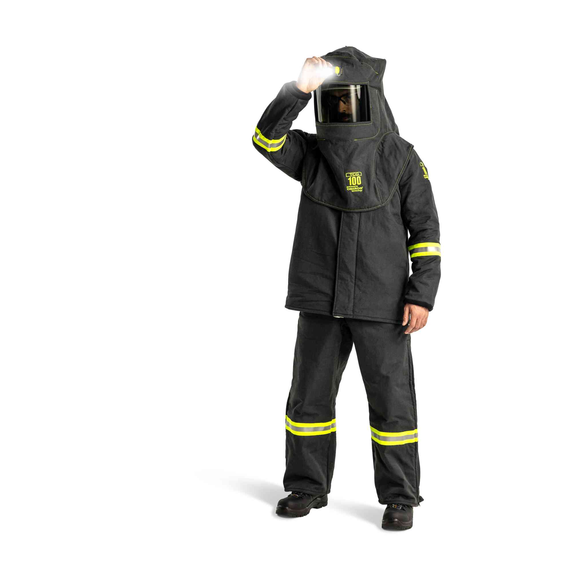 TCG 100 Cal Arc Flash Hoods w/ Adapters, Vent System and Light Lifestyle Image