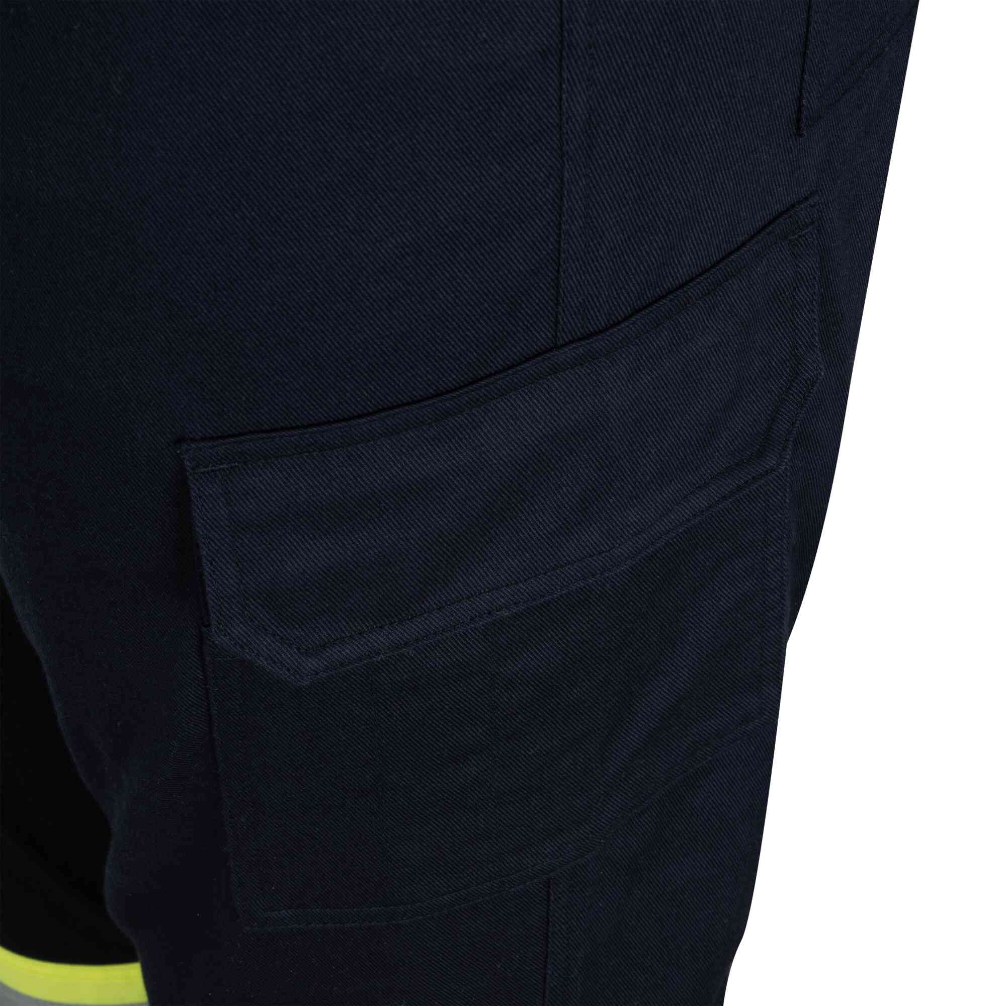 FR/Arc-Rated Hi-Vis/Navy Blue Cargo Pants Close-Up Image