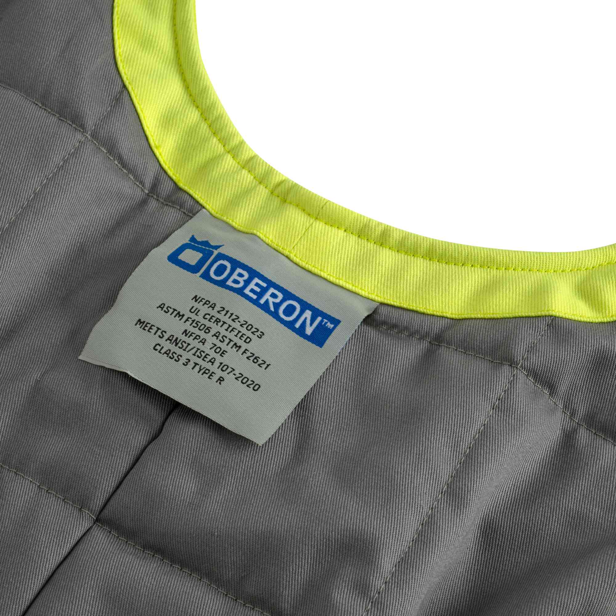 Hi-Vis FR/Arc-Rated Insulated Safety Overalls Close-Up Image