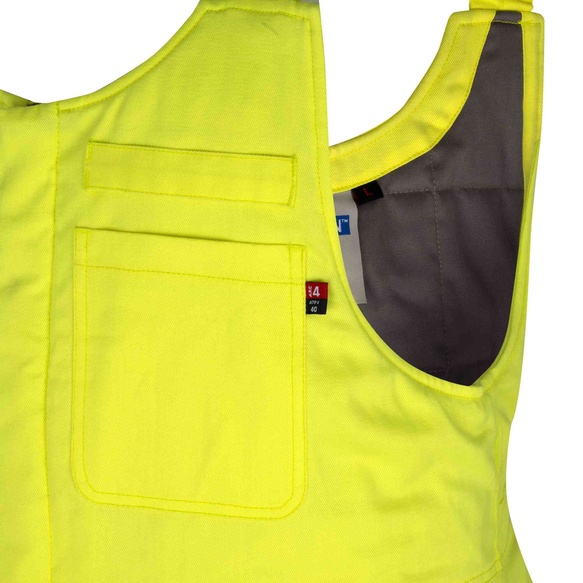 Hi-Vis FR/Arc-Rated Insulated Safety Overalls Close-Up Image