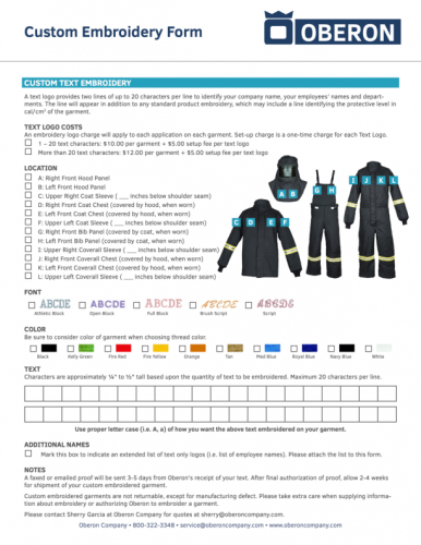 Custom Embroidery Form