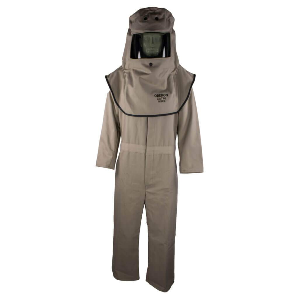CAT 40 Cal Arc Flash Hood and Coverall Suit Set Front Image