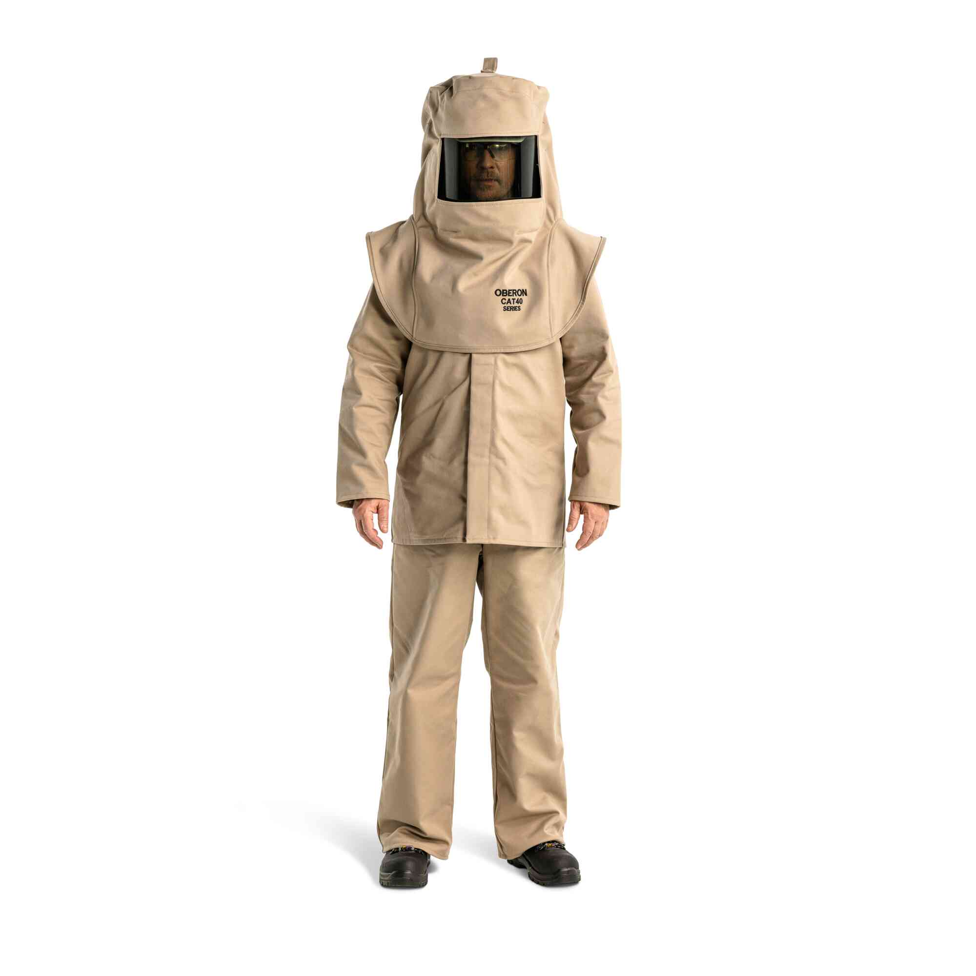 CAT 40 Cal Arc Flash Hood, Coat, and Bib Suit Set Lifestyle Image