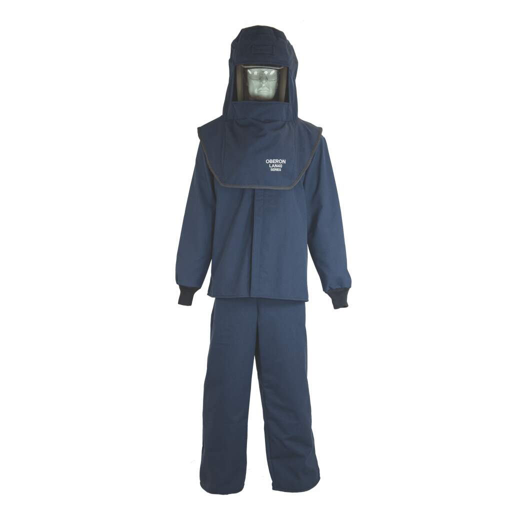 LAN 40 Cal Arc Flash Hood, Coat, and Bib Suit Set w/ LED and Vent MainImage