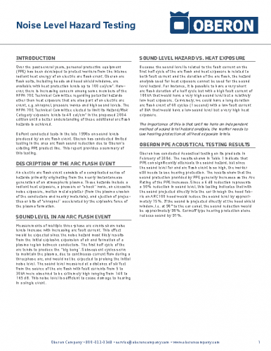 Noise Level Hazard White Paper