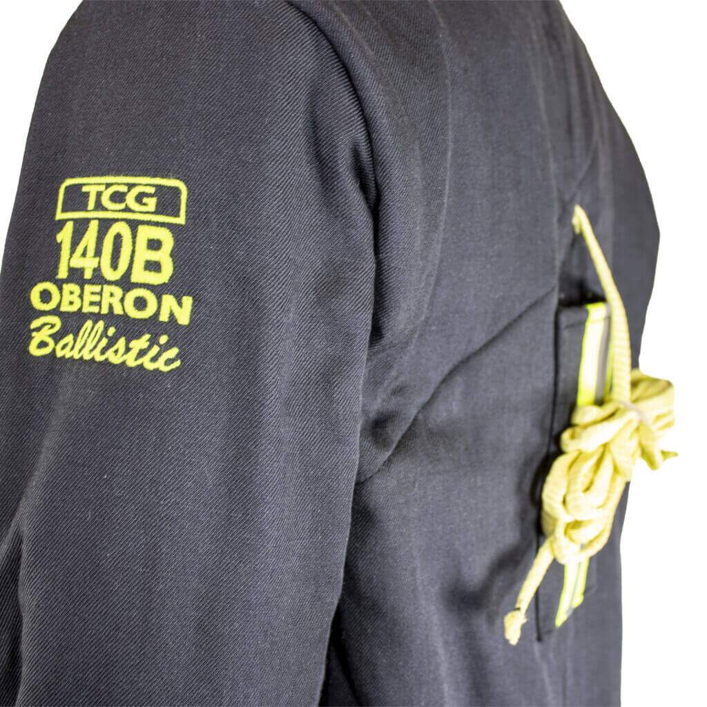 TCG 140 Cal Ultra-Light Arc Flash Coats w/ Escape Strap Close-Up Image