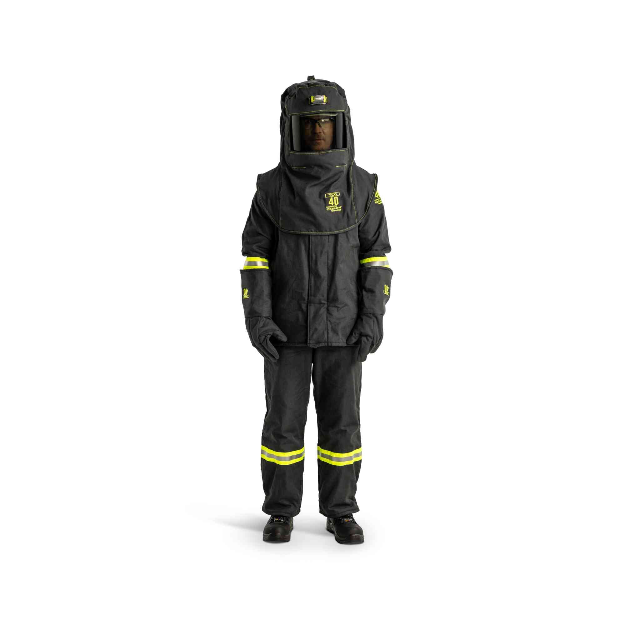 TCG 40 Cal Arc Flash Hood and Coverall Suit Set Lifestyle Image