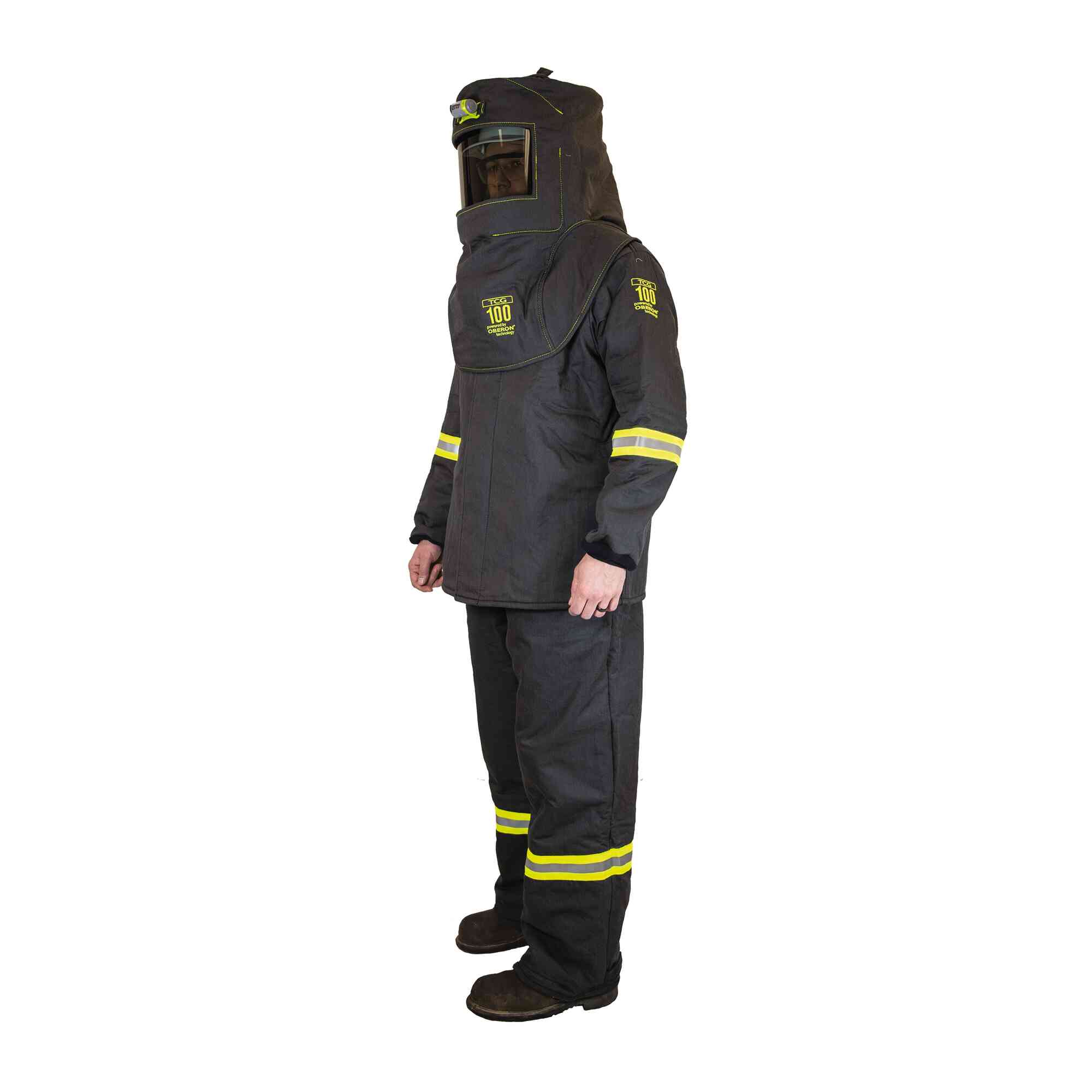 TCG 100 Cal Arc Flash Suit Set w/ Escape Strap, Light, and Vent LifestyleImage