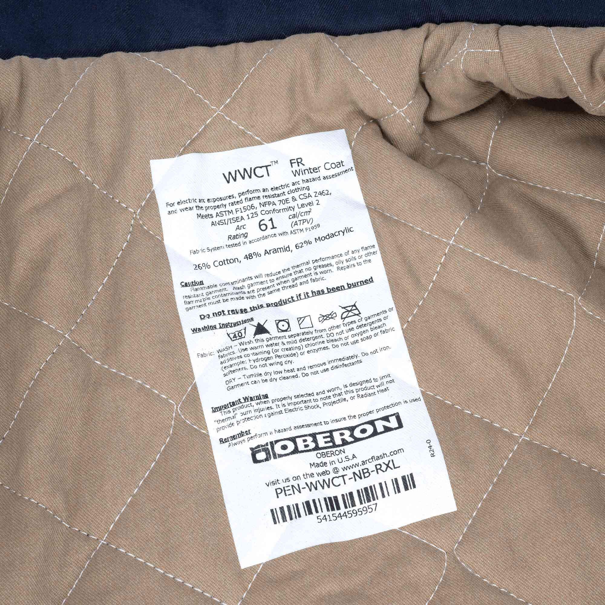 100 Cal Arc Flash Winter Coat Close-Up Image