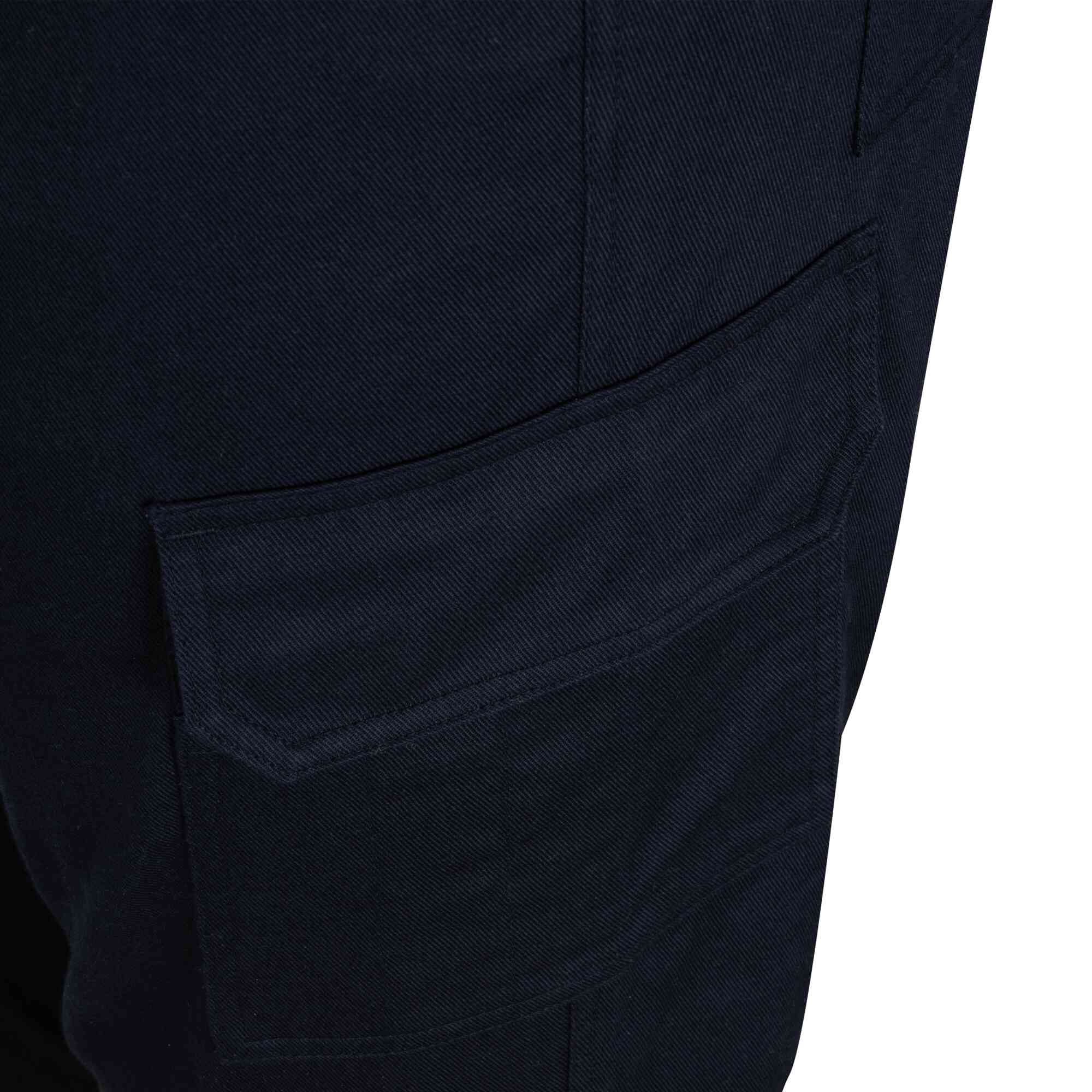 FR/Arc-Rated Navy Blue Cargo Pants Close-Up Image