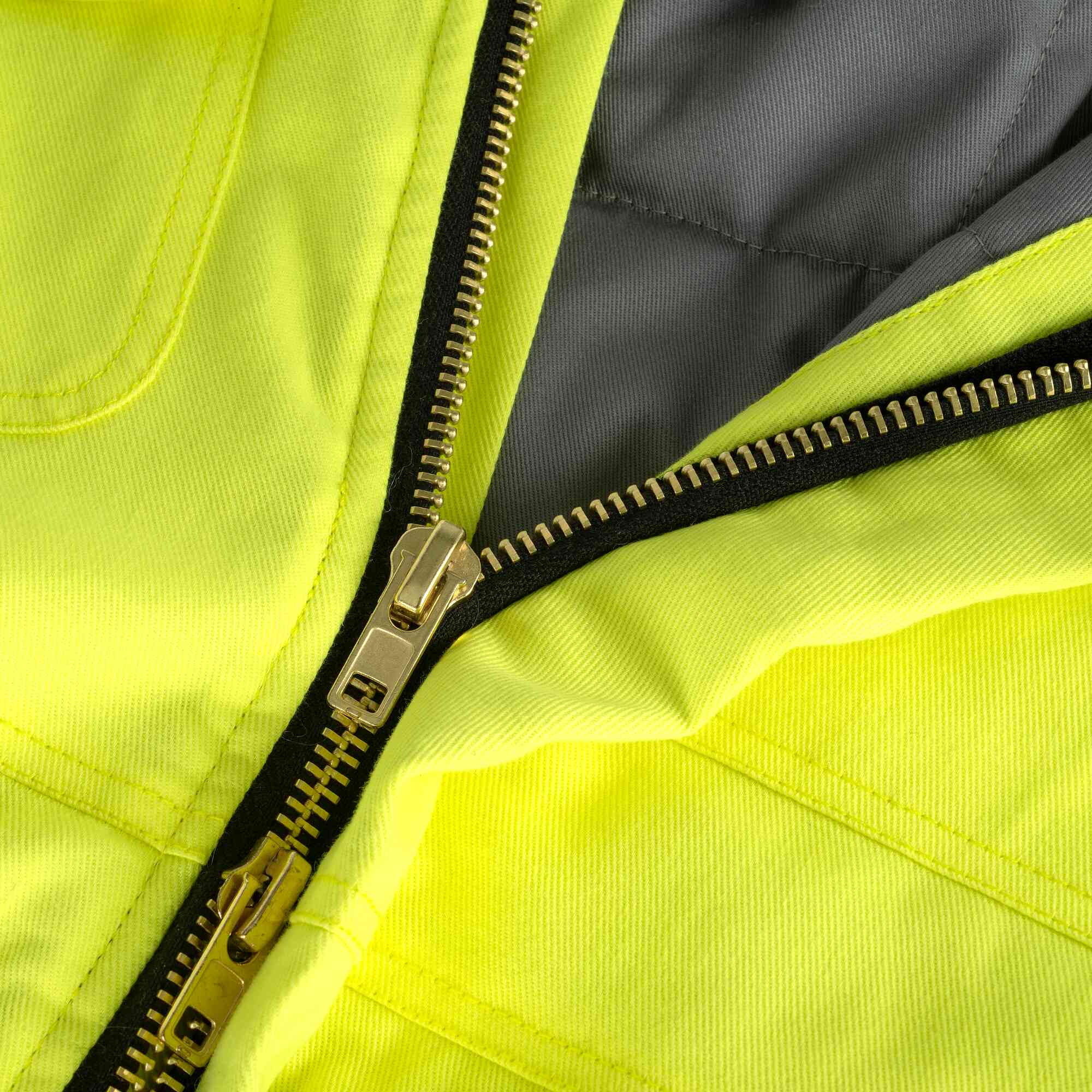 Hi-Vis FR/Arc-Rated Insulated Safety Overalls Close-Up Image