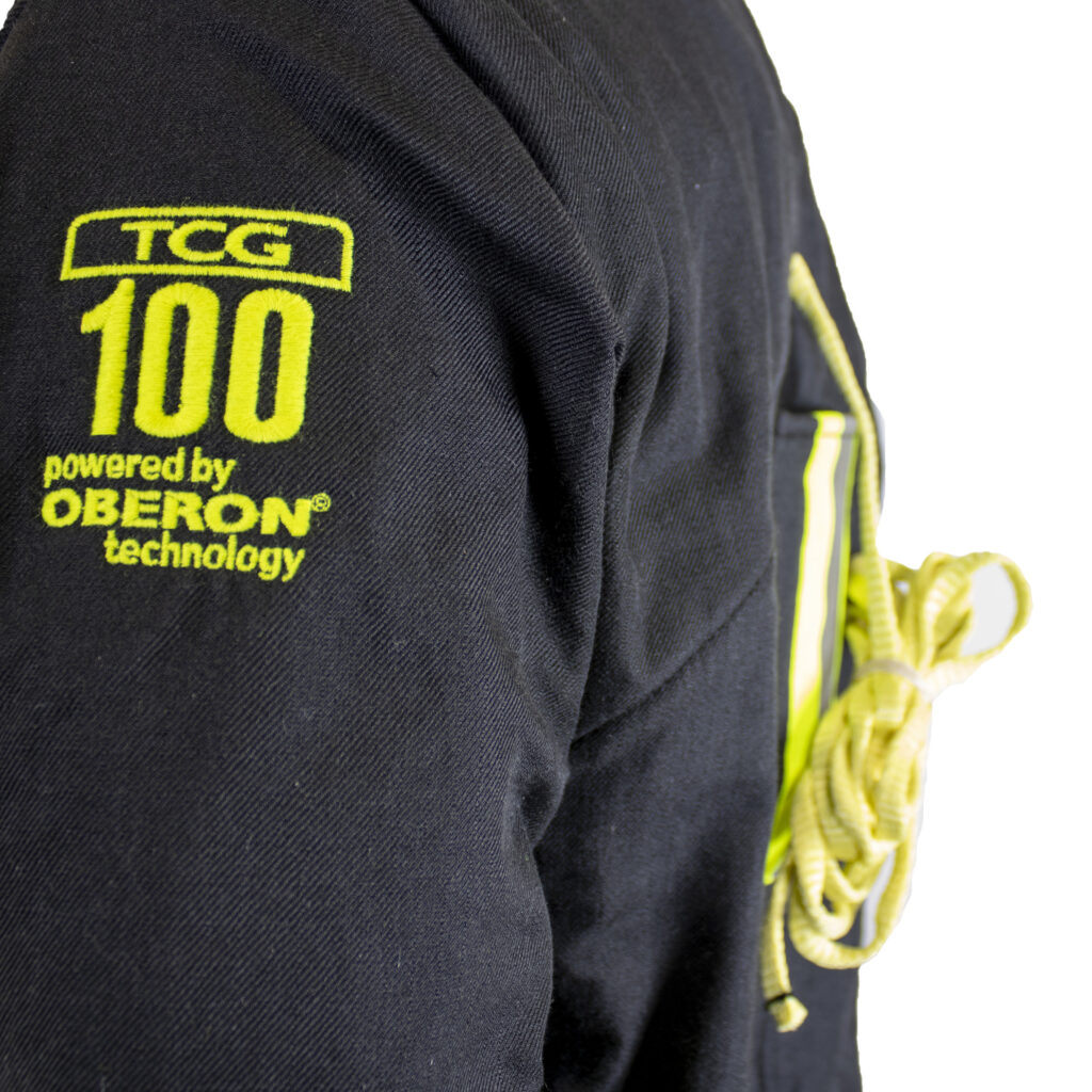 TCG100 side showing logo with Escape Strap Cord Out