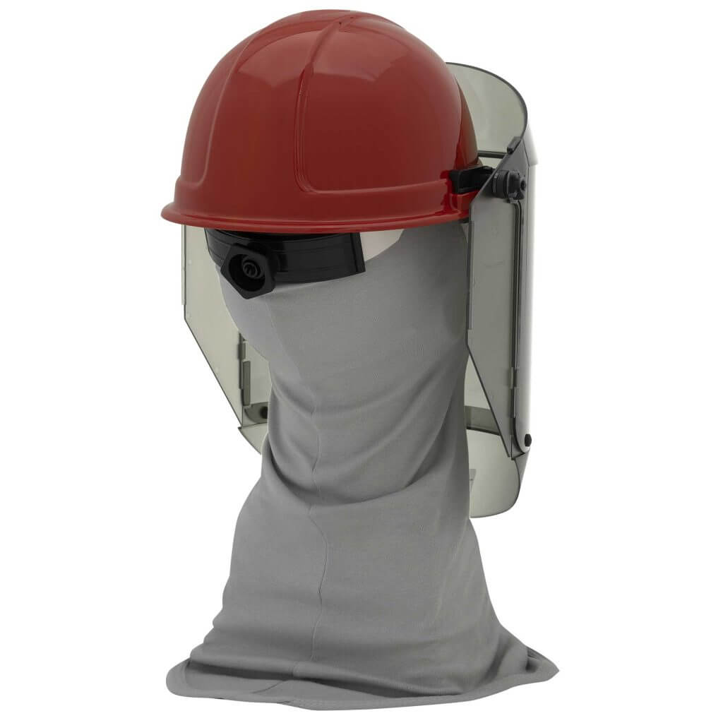 12 Cal TCG Arc Flash Face Shield and 10 cal FRT Balaclava Sock Hood (back)