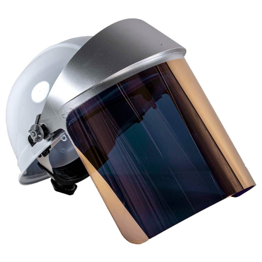 Cobalt Blue Gold Heat Reflective Face Shield - Oberon Company